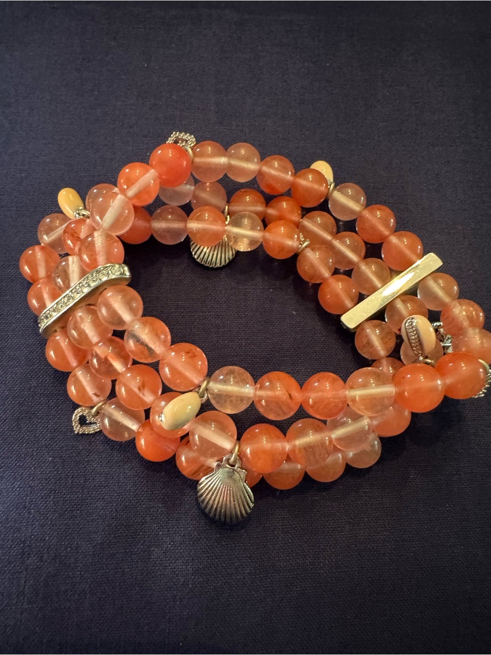 Cabi Multistrand Pink/Peach Beaded Charm Bracelet